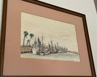 Art Shrimp Boats Port Isabel 1956 by Baskin 