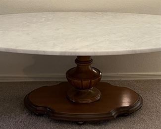 Vintage Oval Marble Top Coffee Table