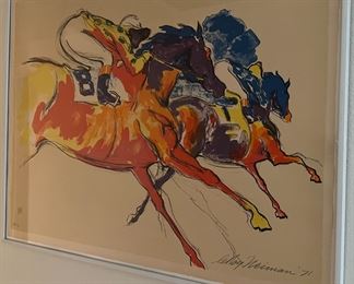 Art Leroy Neiman Color Lithograph Horse Race 1971