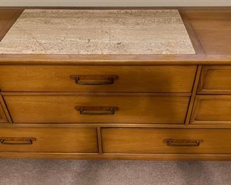 Vintage Drexel Meridian Dresser w Marble Inlay Top