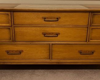 Vintage Drexel Meridian Dresser w Marble Inlay Top