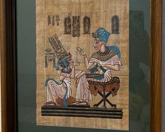 Egyptian Papyrus Art King Tut Perfuming his Wife