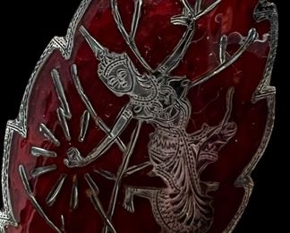 Siam Sterling Pin and Earrings