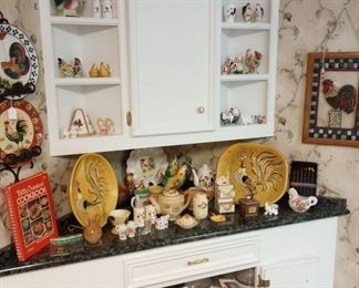 Rooster decor, Corning ware, salt and peppers, ...