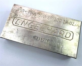 100oz Engelhard Silver Bar .999, Vintage