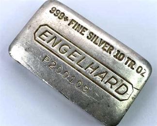 10 Troy Oz Silver Vintage Engelhard 'P' Bar