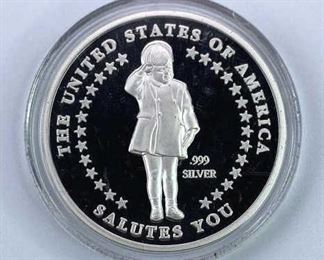1999 JFK Jr. USA Salutes Silver .999, Scarce