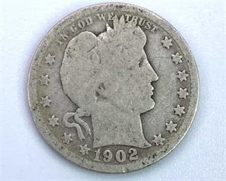 1902 Barber Silver Quarter