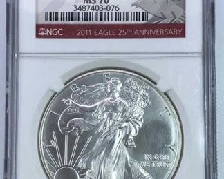 2011 MS70 American Silver Eagle, NGC Early Re.