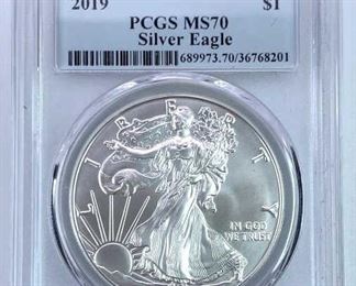 2019 MS70 American Silver Eagle, PCGS 1st Stk.