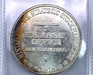 1981 US Assay Office Silver Trade Unit .999 Toned