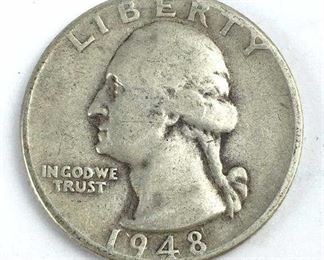1948-D Washington Silver Quarter, U.S. 25c, 90%