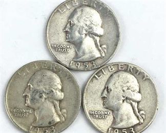 1953-P,D&S Washington Silver Quarters, U.S. 25c