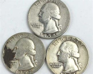 1954-P,D&S Washington Silver Quarters, U.S. 25c