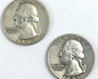 1956 & 1958-D Washington Silver Quarters, U.S.