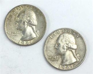 1961-P&D Washington Silver Quarters, U.S. 25c