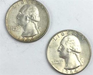 1964-P&D Washington Silver Quarters, U.S. 25c