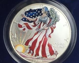 1999 American Silver Eagle 1oz, Colorized in Box