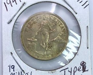 1944-S Philippines Silver Half Dollar Type 1