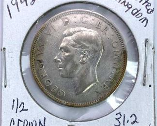 1942 United Kingdom Silver Half Crown