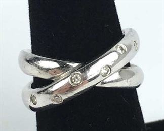 Sterling Silver Double Ring w/ Diamonds