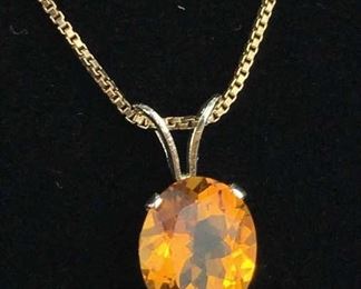 Sterling Silver Citrine Pendant Necklace