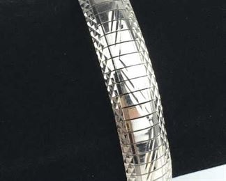 Sterling Silver Engraved Omega Bracelet