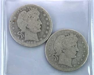 1908 & 1916 Barber Silver Quarters