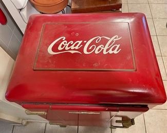Refurbished vintage refrigerator not working used as a cabinet