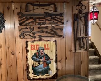 Decorative old tools and sign