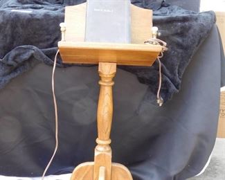 Vintage Bible Stand w/ Milk Glass Lamp