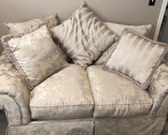 Beige on Beige Fabric Loveseat