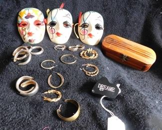 Hoop Earrings & Mini Theater Masks