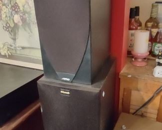 Jamie and Klipsch speakers