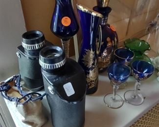 Opera glasses, binoculars, colored glass