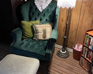 Green wing back chair