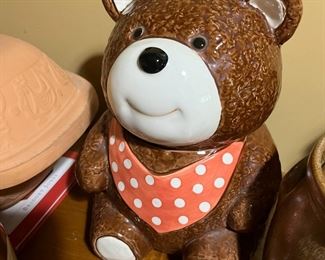 Teddy bear cookie jar.