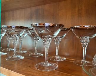 Silver-rimmed martini glasses.