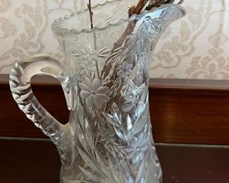 American Brilliant Period Cut Glass Pitcher (internal crack where handle is applied, not sure if it was created that way or damage) $35