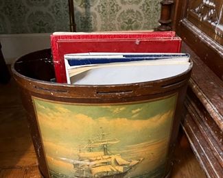 Vintage Wastebasket with Ship Design $25