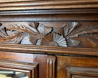 Carving Detail of Glass Front Bookcase