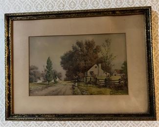 Edwin Lamasure Jr. (American, 1867-1916) Framed Small Antique Watercolor Painting (info on back says framed in 1930) $200