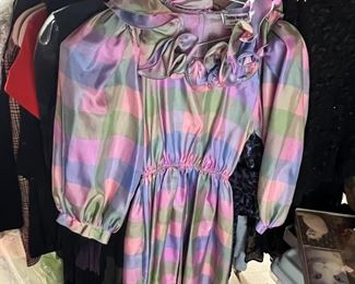 Plaid Ruffled Vintage Dress c. 1978 $15 - Stains on lower part of skirt