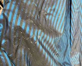 Velvet w/ Black & Teal Striped Taffeta Formal Gown - some mildew 