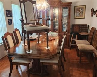 Dining table - oak and burlwood. 