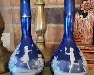 Mary Gregory vinegar bottles