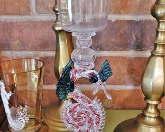 William Gudenrath hand blow dragon glass goblet