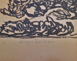 Birger Sandzen Arroyo with Trees litho, signed