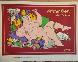 Mel Wiken signed and numbered New Orleans Mardi Gras poster 1984