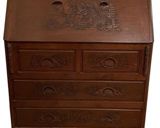 Vintage Asian Hand Carved Desk